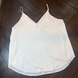 Express White Satin Sheen Tank Top L Flowy Work Blouse